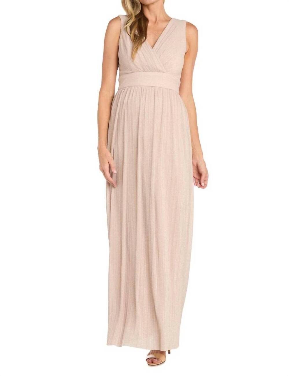 NEW R&M RICHARDS shimmer long two-piece jacket dress in champagne
